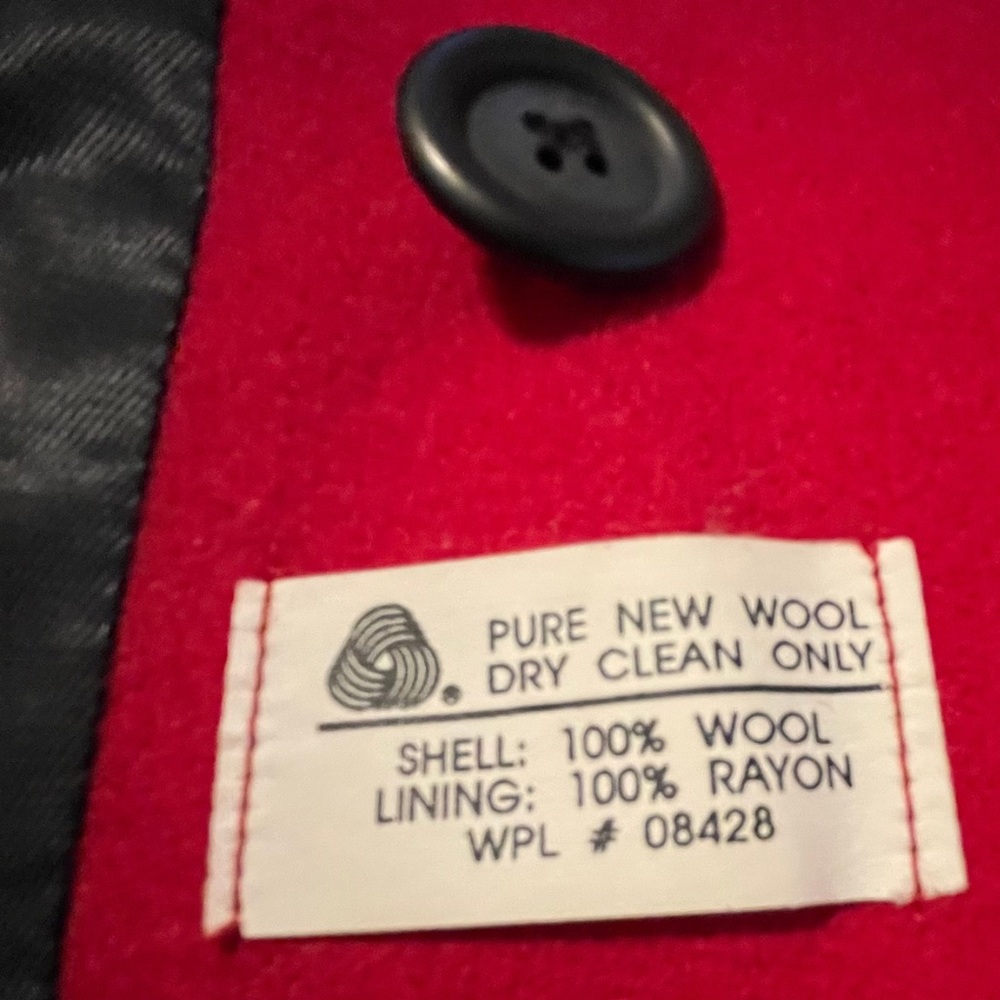 ADOLFO CLASSICS Vintage 90s Red 100% Wool Double Breasted Long Coat 8P Ukraine - Picture 11 of 12